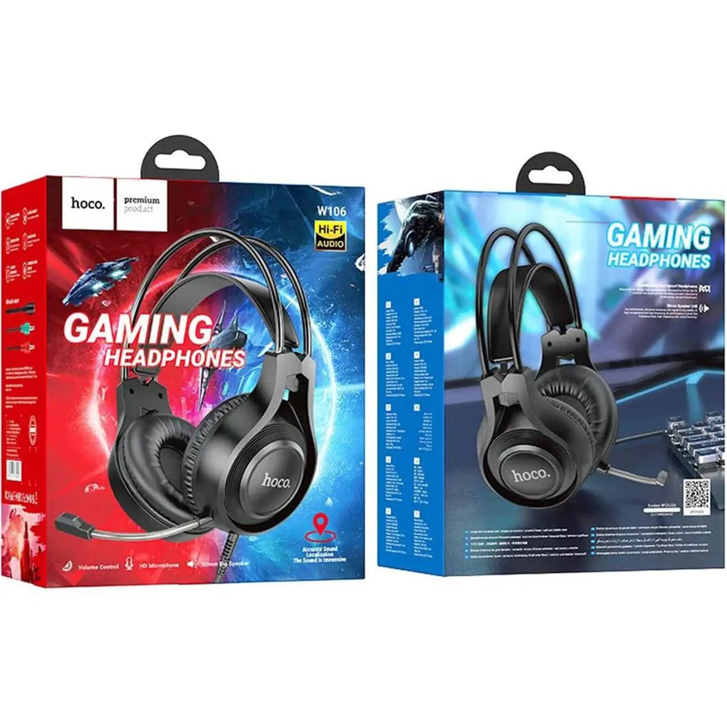 Hoco W106 Tiger Wired On Ear Gaming Headphone Black