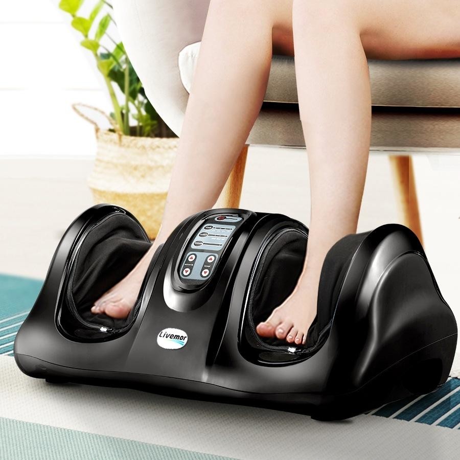 3D Foot Massager Shiatsu Massagers Electric Remote Roller Kneading Black