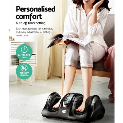 3D Foot Massager Shiatsu Massagers Electric Remote Roller Kneading Black