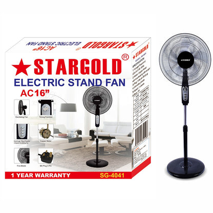 Stargold 16 Pedestal Fan Oscillating 60w Electric Stand Fan Sg-4041 White