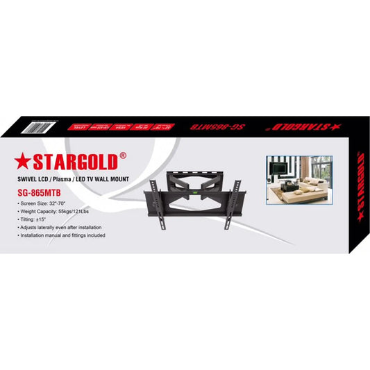 Stargold Swivel Full Motion Wall Mount for 32-70” Screen Bracket Black SG-865MTB