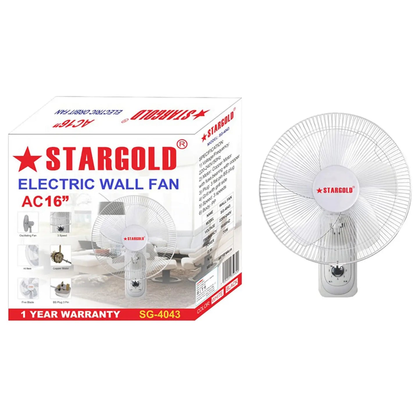 Stargold Wall Mounted Fan SG-4043
