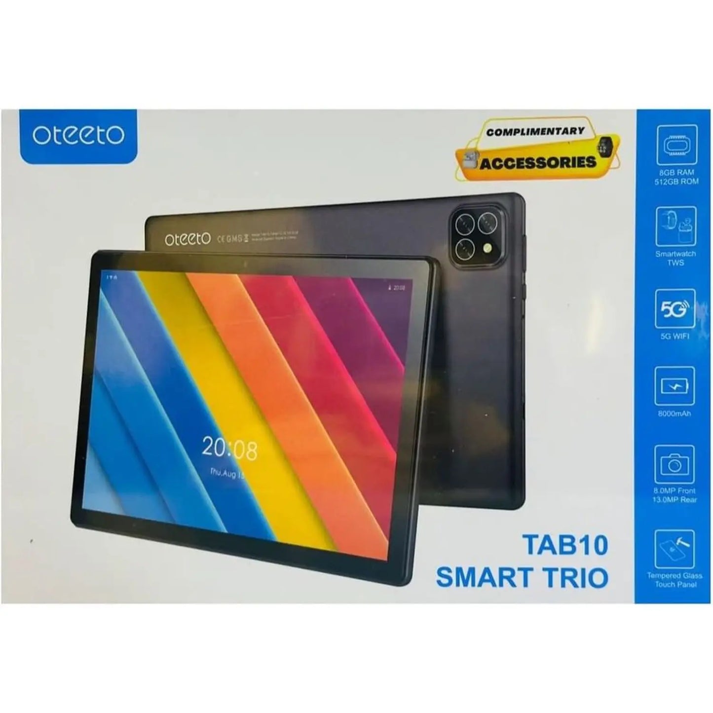 Oteeto TAB10 Smart Trio Tablet – WiFi+5G 512GB 8GB 10.1inch Grey