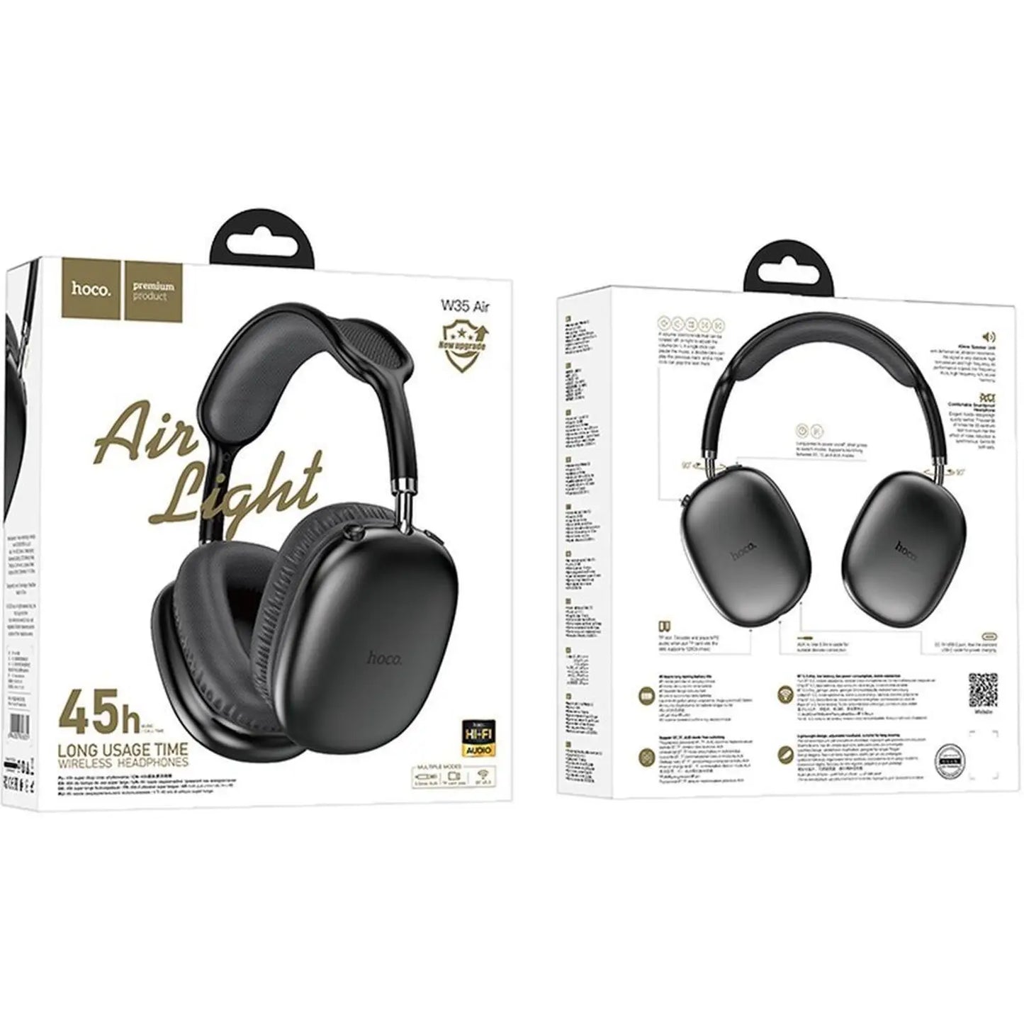 Hoco Wireless Over Ear Headphone Black -W35Air