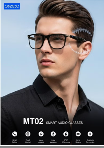 OTEETO MT02 Smart Audio Glasses in Black with Bluetooth Calling, High-Quality Music